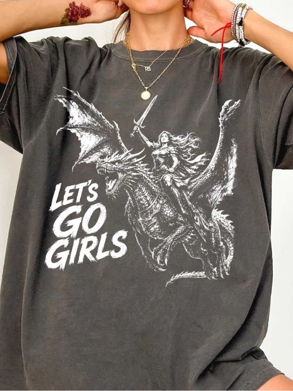 Let’s Go Girls Dragon Rider Graphic Tee - Comfort Pepper